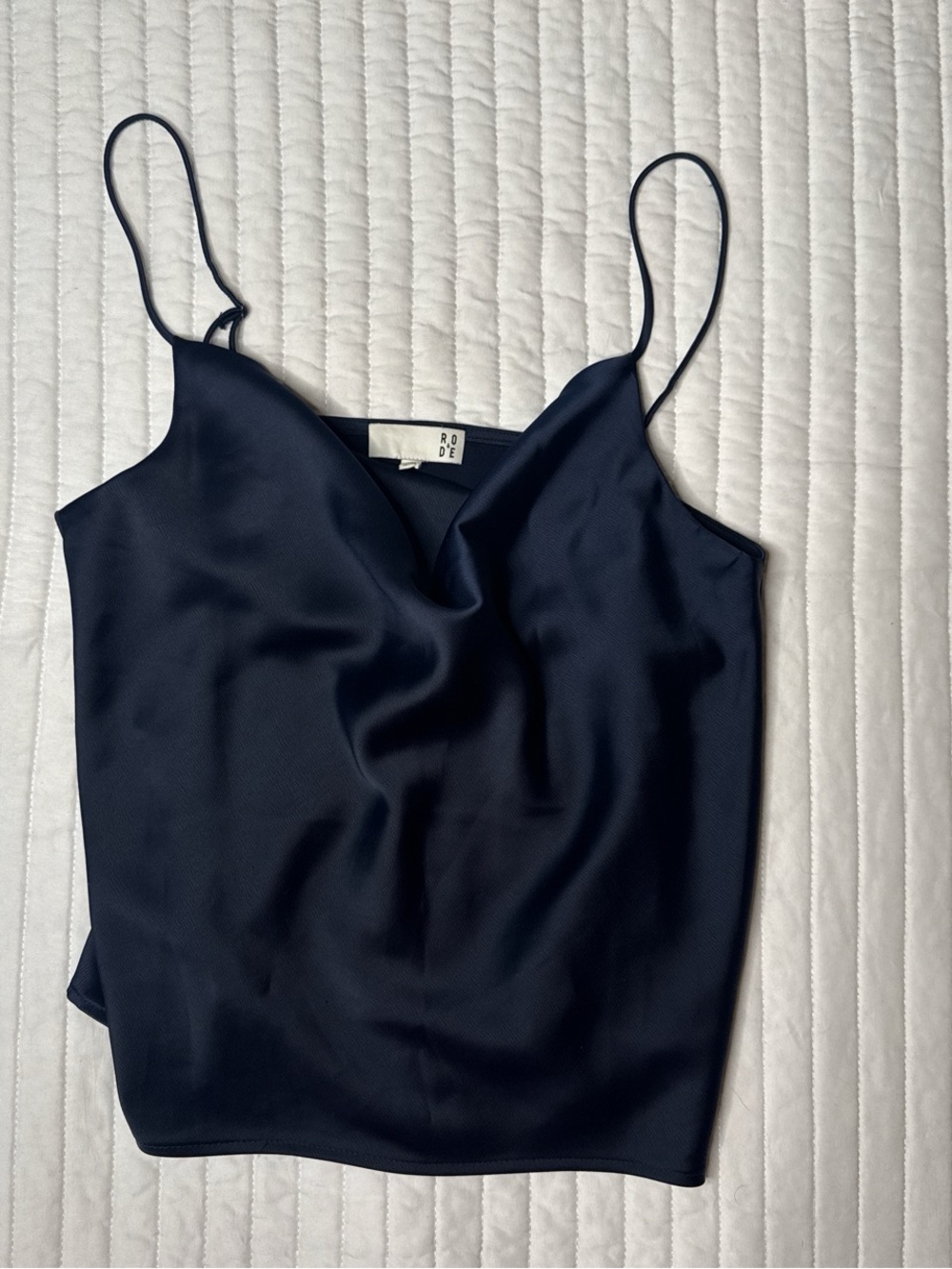 Satin Cowl Neck Camisole — Navy